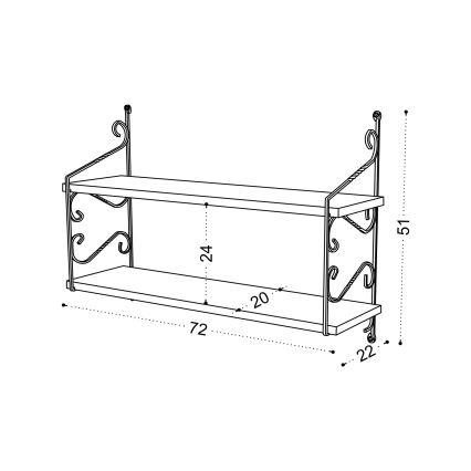 Etagère murale SERAMONI 51x72 cm blanche/noire