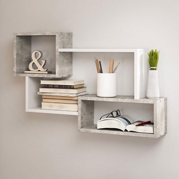 Étagère murale TRIO 87x54x18 cm gris/blanc