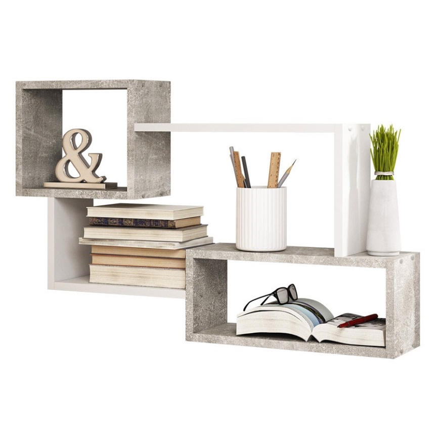 Étagère murale TRIO 87x54x18 cm gris/blanc