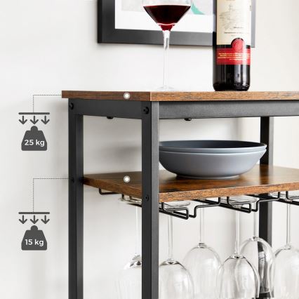 Étagère polyvalente pour bouteilles et verres NAVARO marron/noir