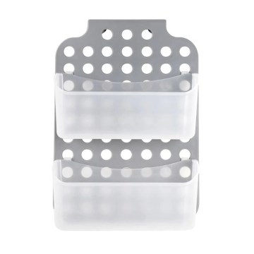 Étagère suspendue à deux niveaux pour douche 12x35,5 cm gris/blanc