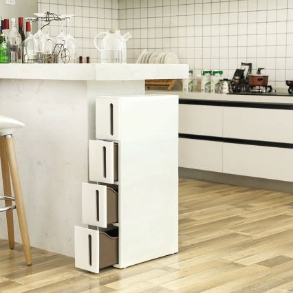Étagère universelle pour cuisine MARGE blanche/marron