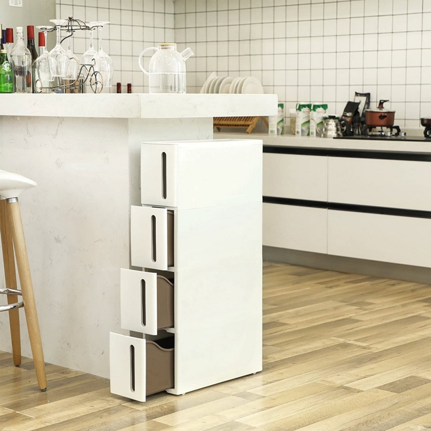 Étagère universelle pour cuisine MARGE blanche/marron