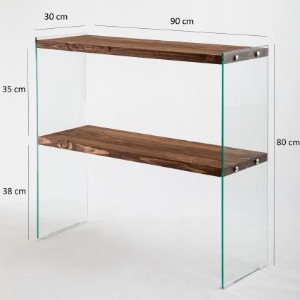 Étagère VENEDIK 80x90 cm pin/transparent