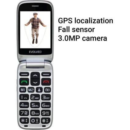 Evolveo - EasyPhone FS téléphone portable à clapet pour seniors 2,8 noir