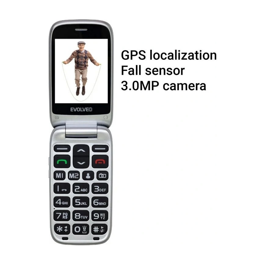 Evolveo - EasyPhone FS téléphone portable à clapet pour seniors 2,8 noir