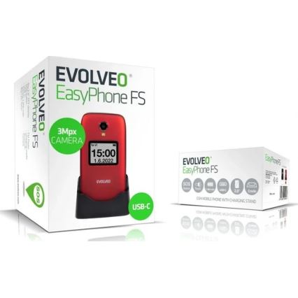 Evolveo - EasyPhone FS téléphone portable à clapet pour seniors 2.8 rouge