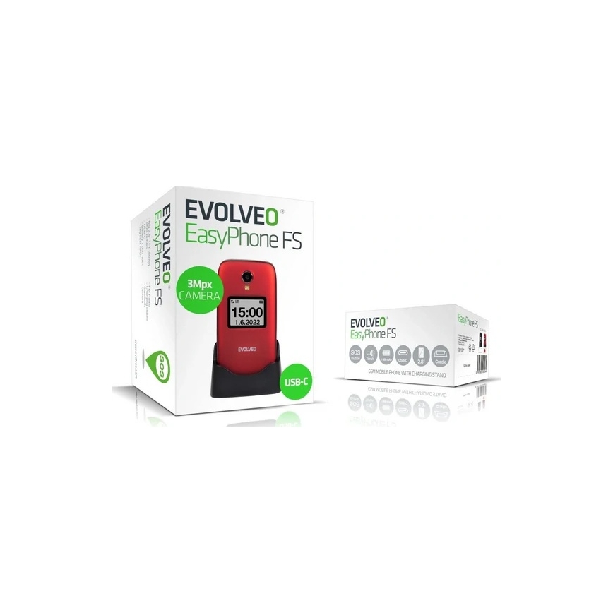 Evolveo - EasyPhone FS téléphone portable à clapet pour seniors 2.8 rouge
