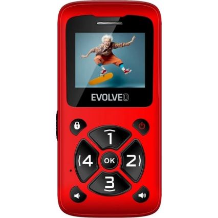 Evolveo - EasyPhone ID, téléphone mobile pour seniors, rouge