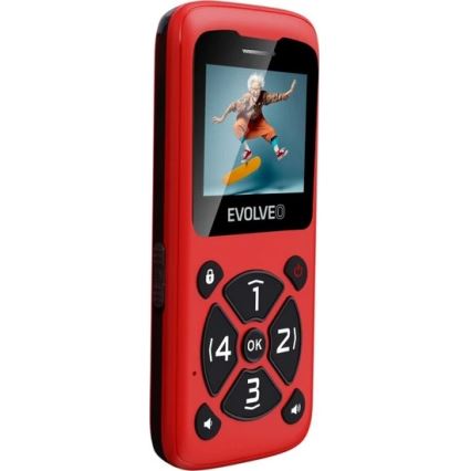 Evolveo - EasyPhone ID, téléphone mobile pour seniors, rouge