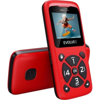 Evolveo - EasyPhone ID, téléphone mobile pour seniors, rouge