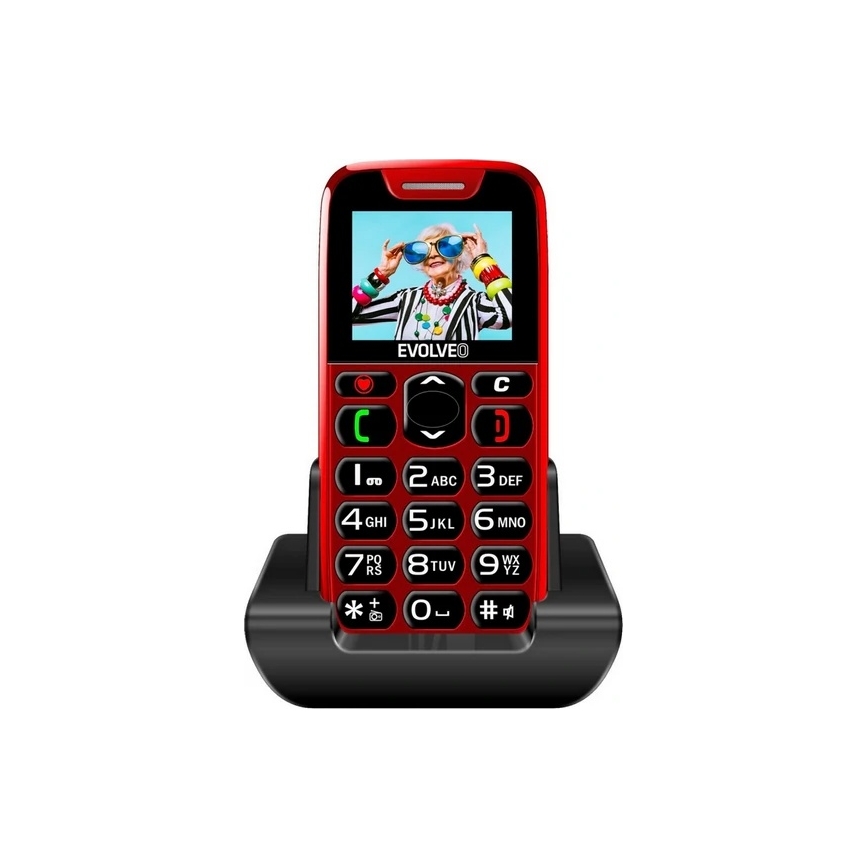 Evolveo - EasyPhone, téléphone portable pour seniors, rouge