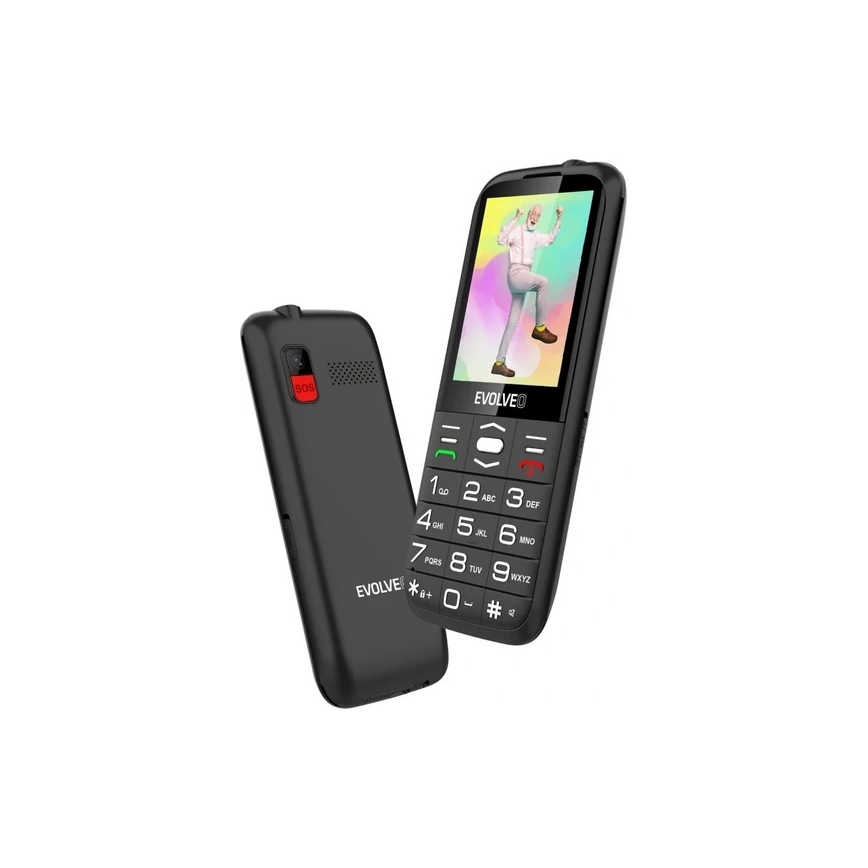 Evolveo - EasyPhone XO, téléphone mobile pour seniors, noir