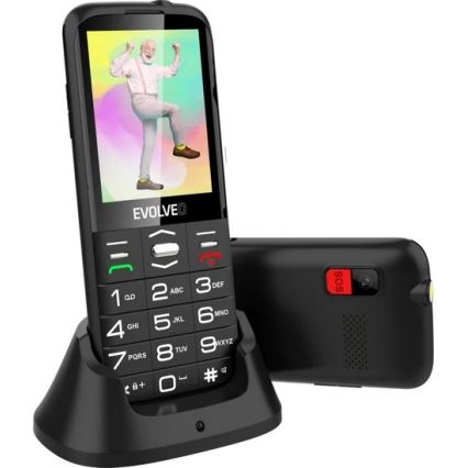 Evolveo - EasyPhone XO, téléphone mobile pour seniors, noir