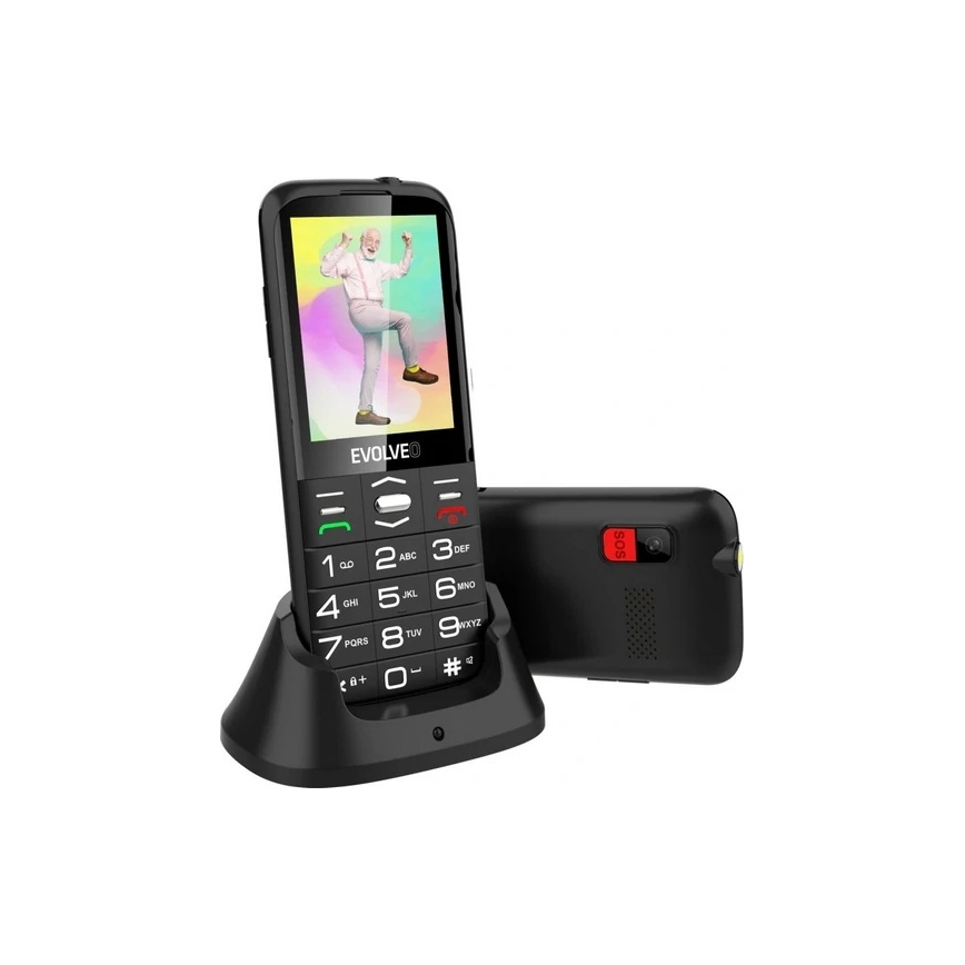 Evolveo - EasyPhone XO, téléphone mobile pour seniors, noir