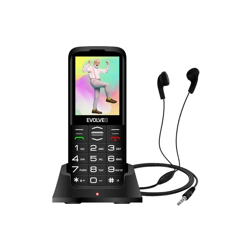 Evolveo - EasyPhone XO, téléphone mobile pour seniors, noir
