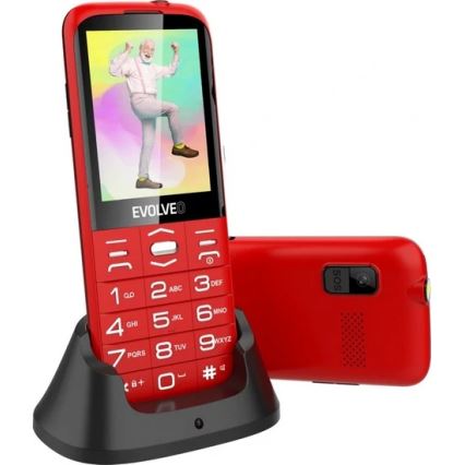 Evolveo - EasyPhone XO, téléphone mobile pour seniors, rouge