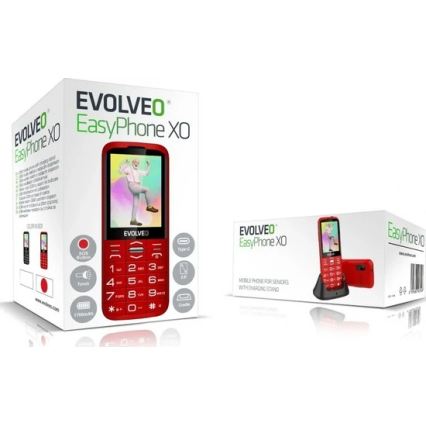 Evolveo - EasyPhone XO, téléphone mobile pour seniors, rouge