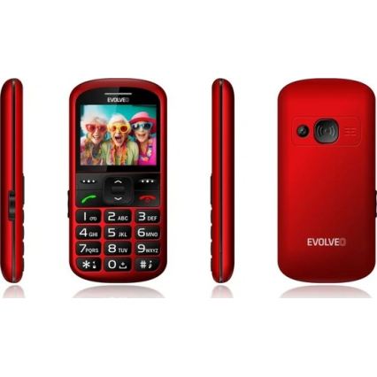 Evolveo - EasyPhone XS, téléphone mobile pour seniors, rouge