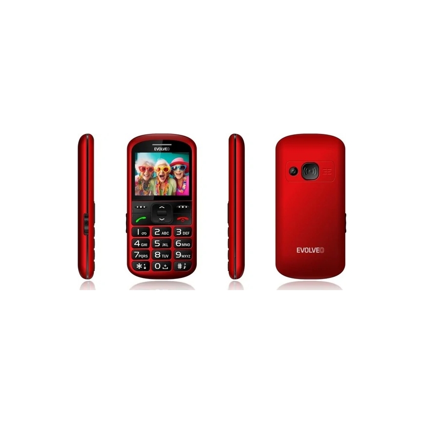 Evolveo - EasyPhone XS, téléphone mobile pour seniors, rouge