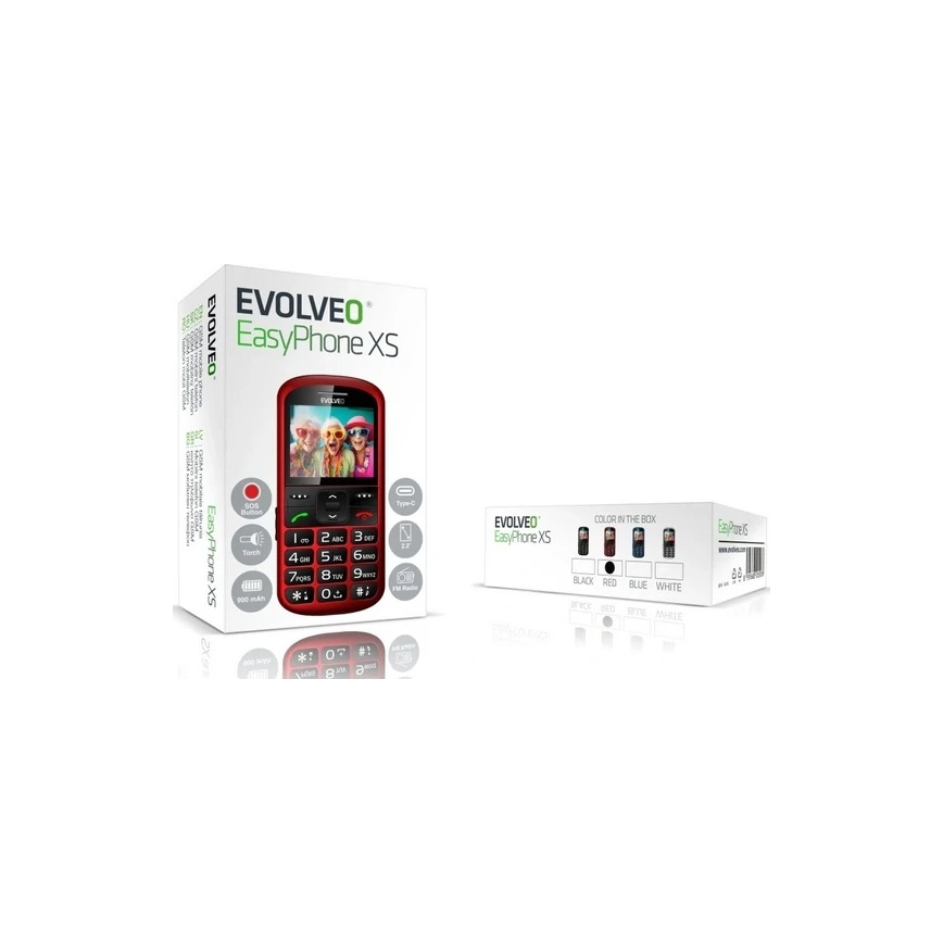 Evolveo - EasyPhone XS, téléphone mobile pour seniors, rouge