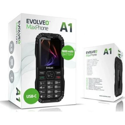 Evolveo - MaxPhone A1, téléphone à touches double SIM noir