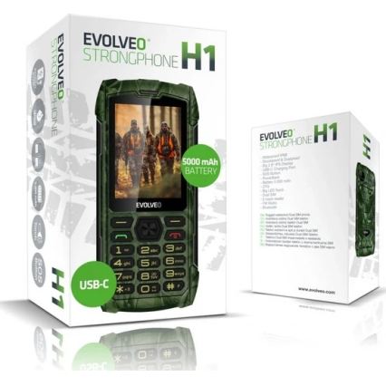 Evolveo - StrongPhone H1 téléphone étanche double SIM camouflage de chasse