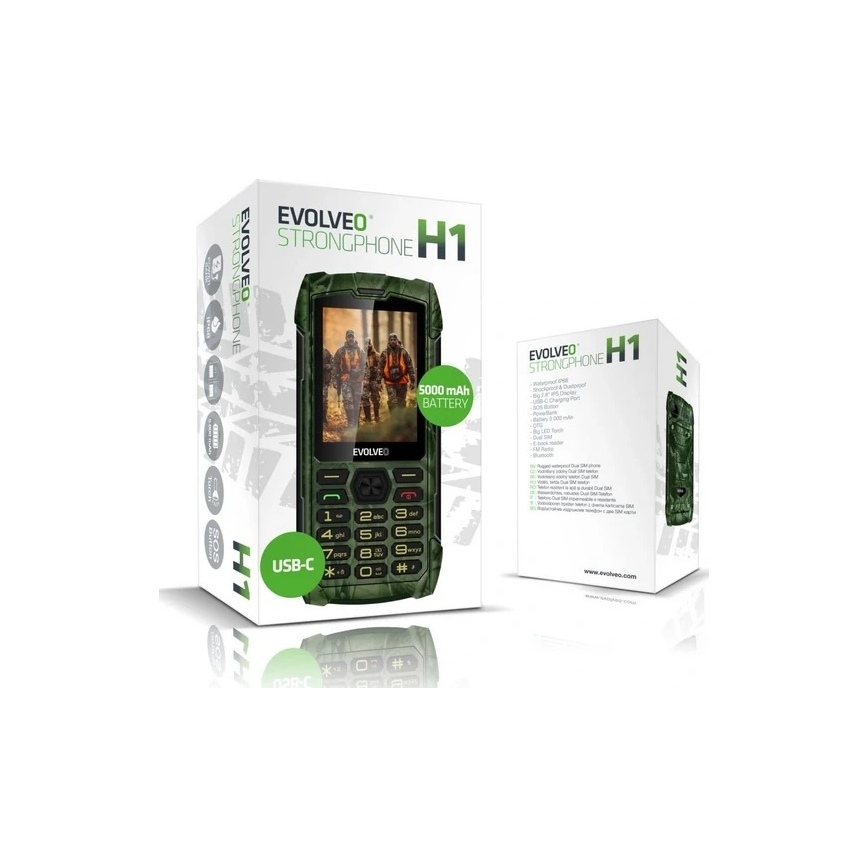 Evolveo - StrongPhone H1 téléphone étanche double SIM camouflage de chasse