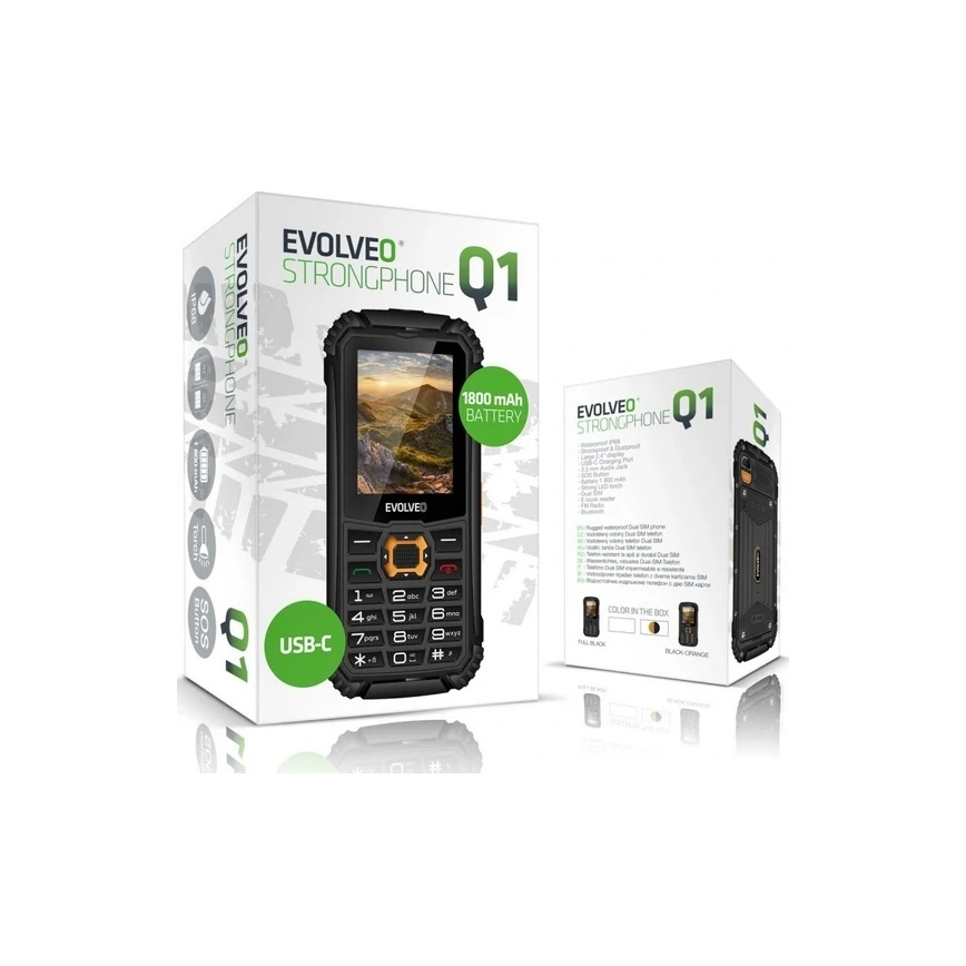 Evolveo - StrongPhone Q1 téléphone étanche double SIM noir/orange