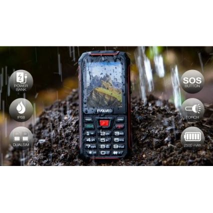 Evolveo - StrongPhone W4, téléphone étanche à double SIM, noir et rouge
