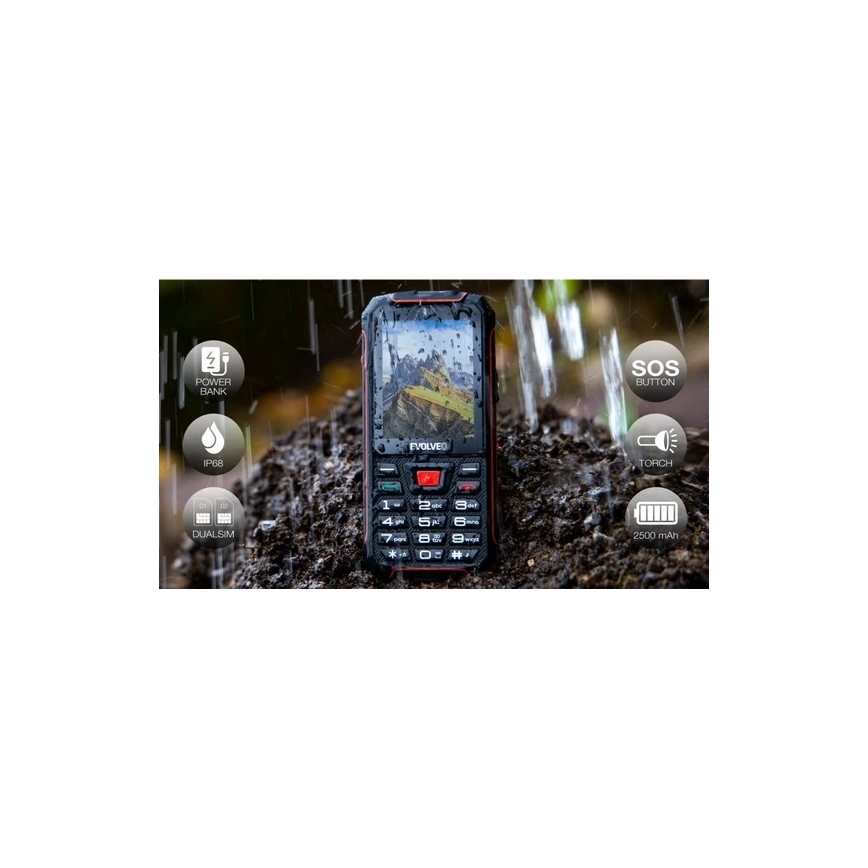 Evolveo - StrongPhone W4 téléphone étanche Double SIM noir/rouge