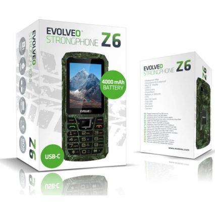 Evolveo - StrongPhone Z6, téléphone étanche double SIM, motif camouflage de chasse