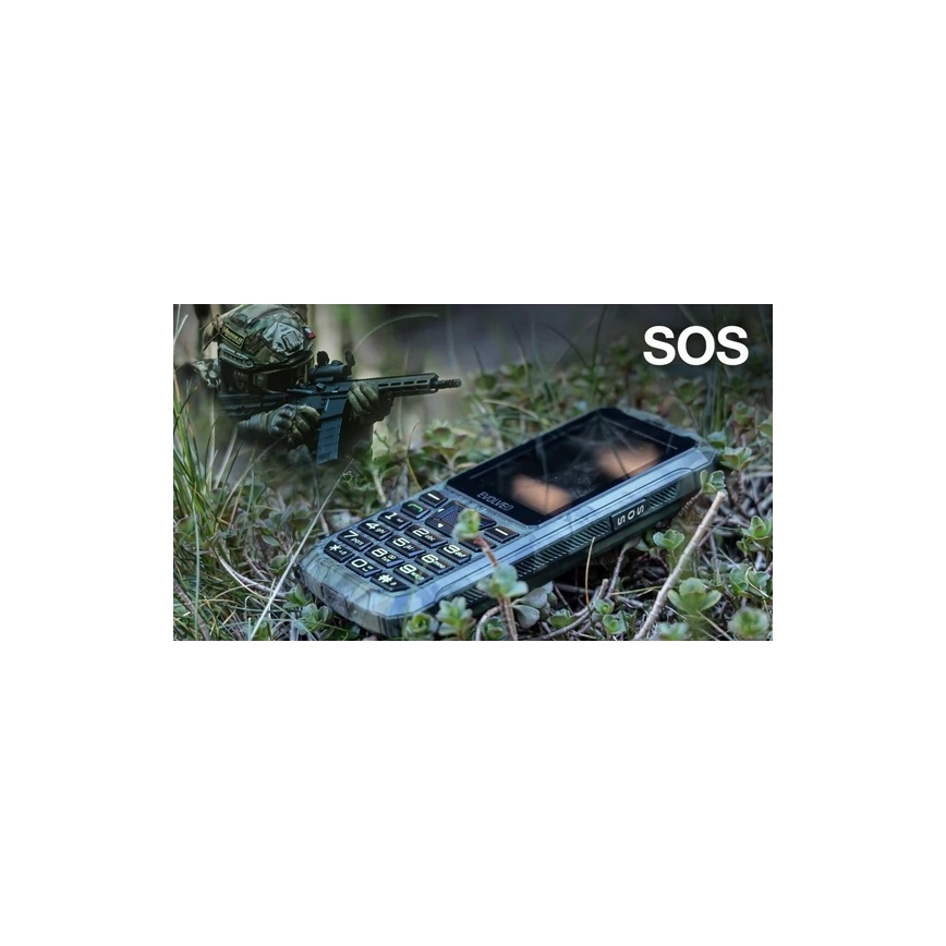 Evolveo - StrongPhone Z6, téléphone étanche double SIM, motif camouflage de chasse