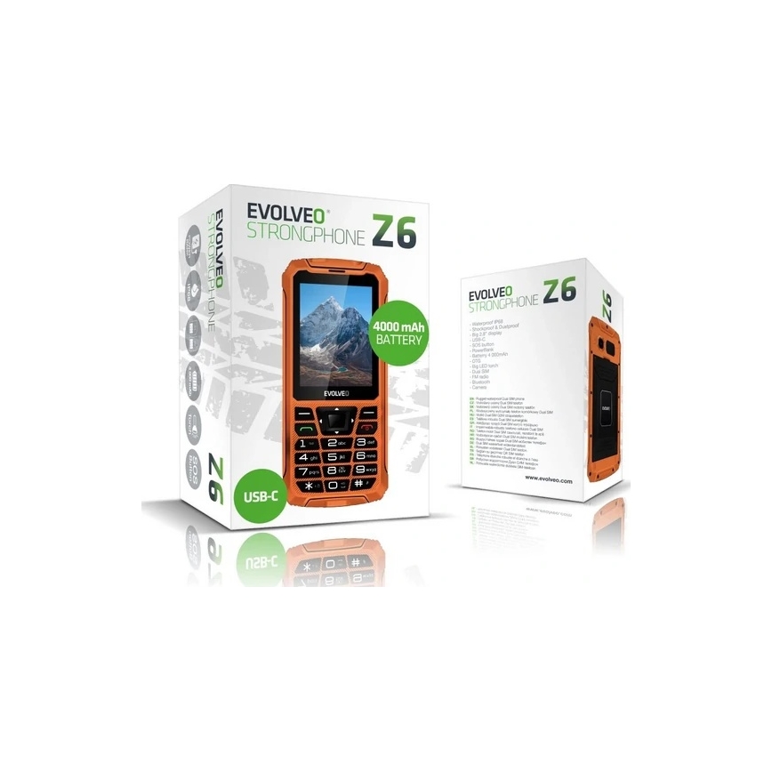 Evolveo - StrongPhone Z6, téléphone étanche double SIM, orange