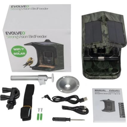 Evolveo - StrongVision BirdFeeder - Mangeoire intelligente pour oiseaux dotée d'une caméra et de panneaux solaires