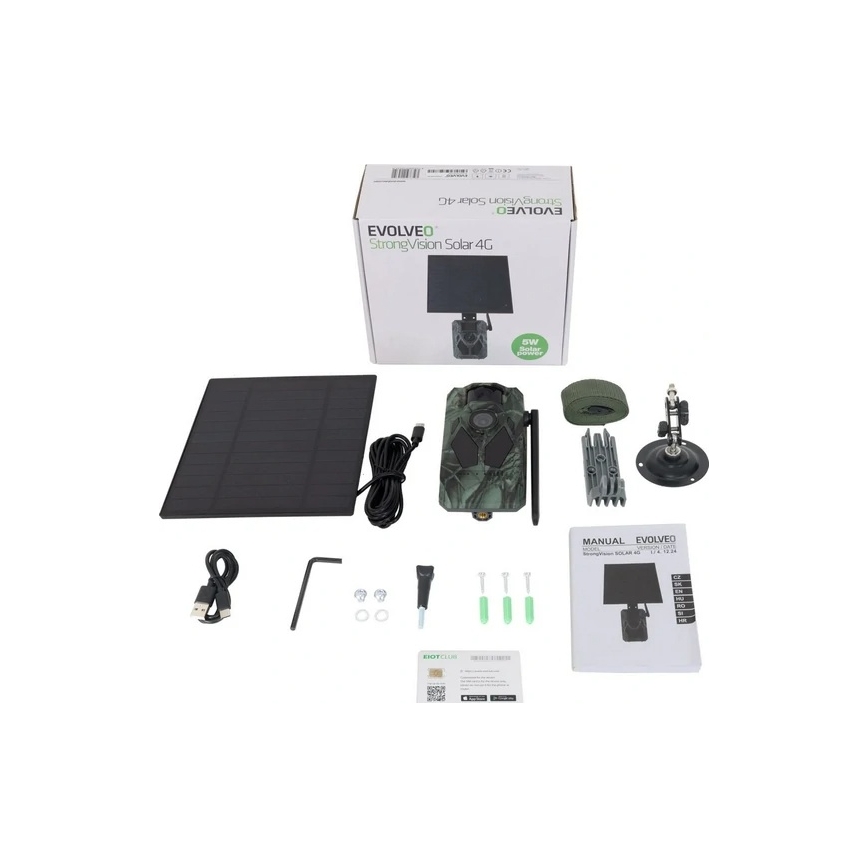 Evolveo - StrongVision Solar 4G, caméra-piège 4G avec application mobile et panneau solaire intégré