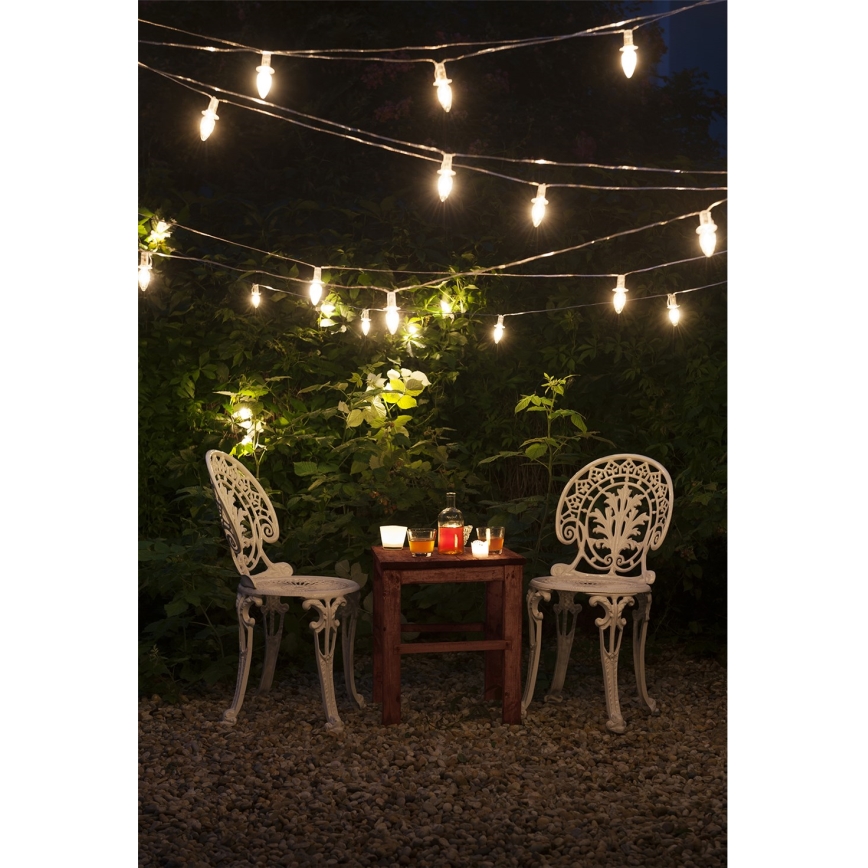 Extension de guirlande extérieure LED de Noël CONE FILAMENT 20xE10 14m transparent/blanc chaud IP44, Fabriqué dans l'EU
