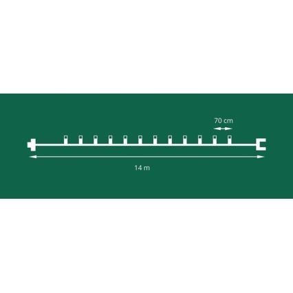 Extension de guirlande extérieure LED de Noël CONE FILAMENT 20xE10 14m transparent/blanc chaud IP44, Fabriqué dans l'EU