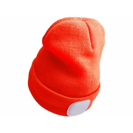 Extol - Bonnet avec frontale intégrée et batterie 250 mAh rechargeable par USB, orange néon, taille unique