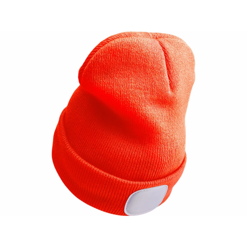 Extol - Bonnet avec frontale intégrée et batterie 250 mAh rechargeable par USB, orange néon, taille unique