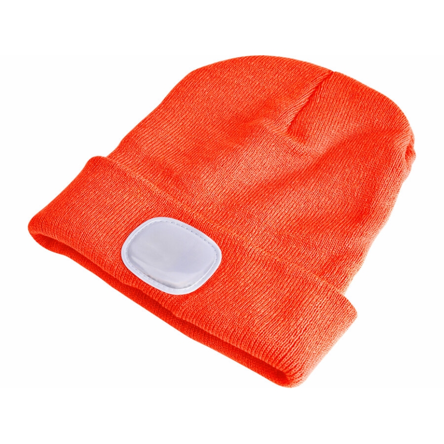 Extol - Bonnet avec frontale intégrée et batterie 250 mAh rechargeable par USB, orange néon, taille unique