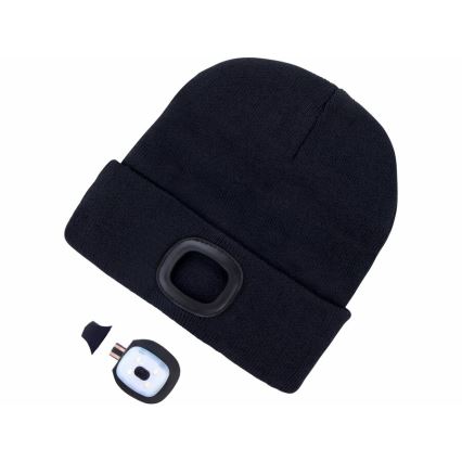 Extol - Bonnet avec lampe frontale, batterie 300 mAh rechargeable par USB, noir, taille unique