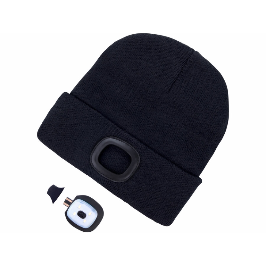 Extol - Bonnet avec lampe frontale, batterie 300 mAh rechargeable par USB, noir, taille unique