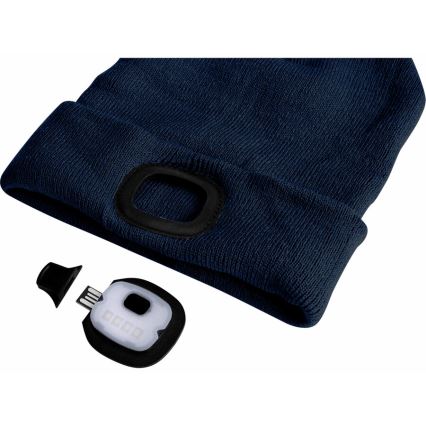Extol - Bonnet avec lampe frontale et batterie rechargeable 250 mAh par USB, bleu, taille unique