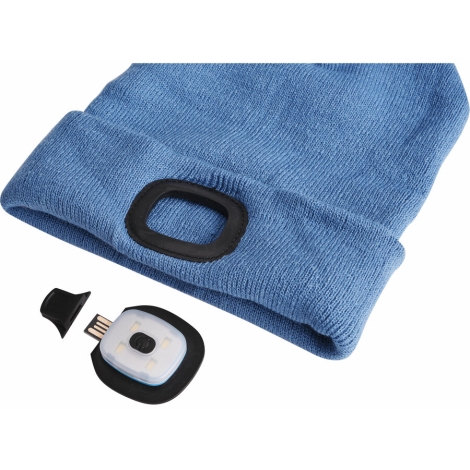 Extol - Bonnet avec lampe frontale et chargeur USB 300 mAh bleu