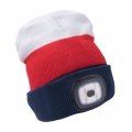 Extol - Bonnet avec lampe frontale et recharge USB 300 mAh, blanc/rouge/bleu, taille unique