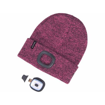 Extol - Bonnet avec lampe frontale intégrée et batterie 300 mAh rechargeable par USB, violet, taille unique