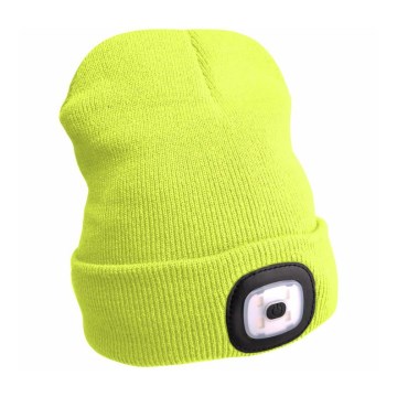 Extol - Bonnet avec lampe frontale rechargeable par USB 300 mAh, jaune fluo, taille unique