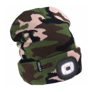 Extol - Bonnet avec lampe frontale rechargeable par USB 300 mAh, motif camouflage, taille unique