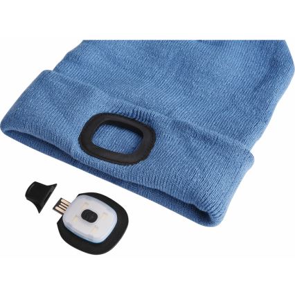 Extol - Bonnet avec lampe frontale rechargeable par USB (batterie 300 mAh), bleu, taille unique